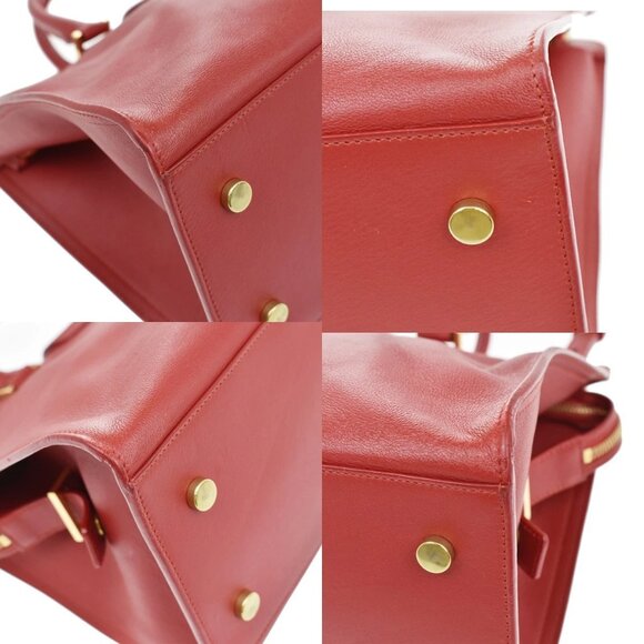 SAINT LAURENT YSL Logo Cabas 2 Way Hand Bag Leather Red GHW Italy 29KB315 - Picture 5 of 16